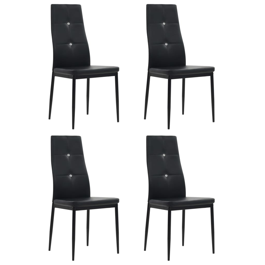 vidaXL Scaune de sufragerie, 4 buc., negru, piele ecologică vidaXL Scaune de sufragerie, 4 buc., negru, piele ecologică