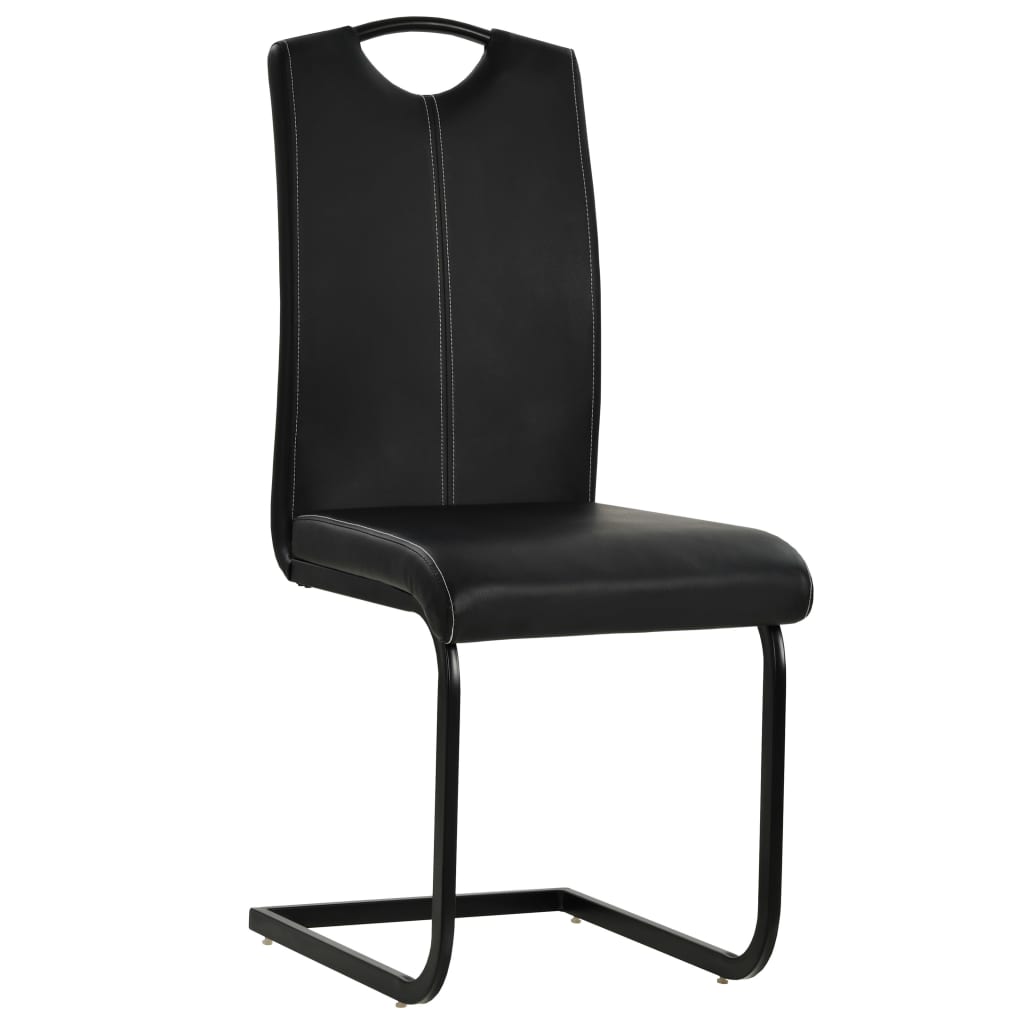 vidaXL Scaune de bucătărie consolă, 4 buc., negru, piele ecologică
