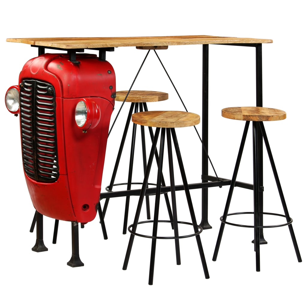 vidaXL Set bar 5 piese, lemn masiv de mango, 120x60x107 cm