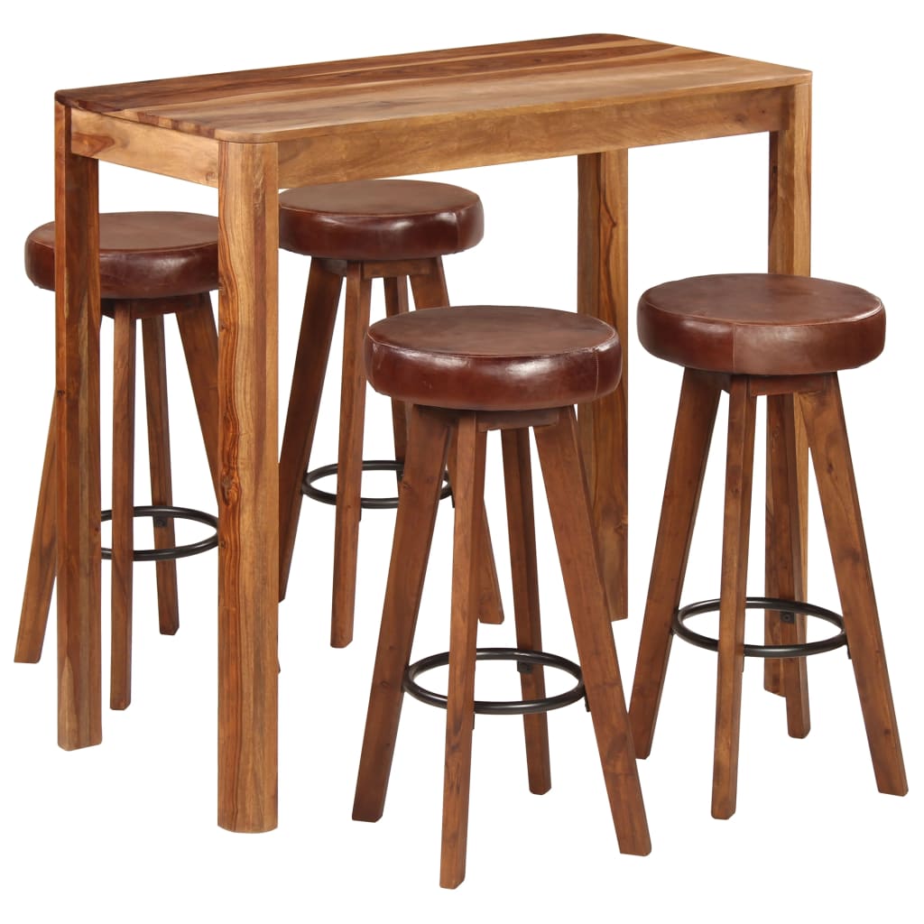 vidaXL Set mobilier bar, 5 piese, 115x56x107 cm lemn masiv vidaXL Set mobilier bar, 5 piese, 115x56x107 cm lemn masiv