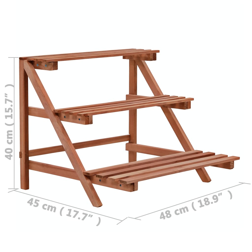 vidaXL Stativ de plante cu 3 rafturi, lemn de cedru, 48x45x40 cm vidaXL Stativ de plante cu 3 rafturi, lemn de cedru, 48x45x40 cm