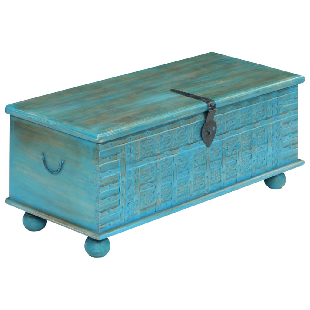 vidaXL Cufăr de depozitare, lemn masiv de mango, albastru 100x40x41 cm vidaXL Cufăr de depozitare, lemn masiv de mango, albastru 100x40x41 cm