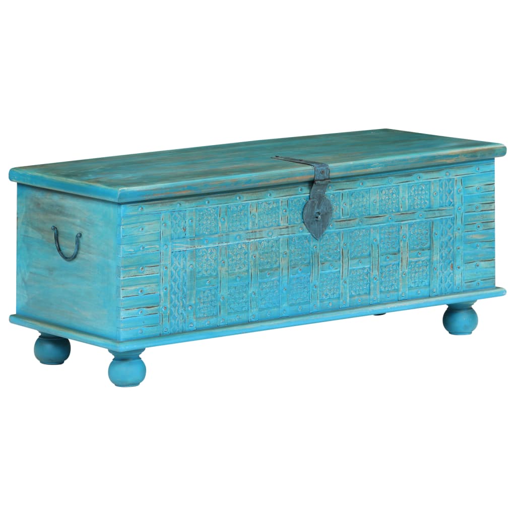 vidaXL Cufăr de depozitare, lemn masiv de mango, albastru 100x40x41 cm vidaXL Cufăr de depozitare, lemn masiv de mango, albastru 100x40x41 cm