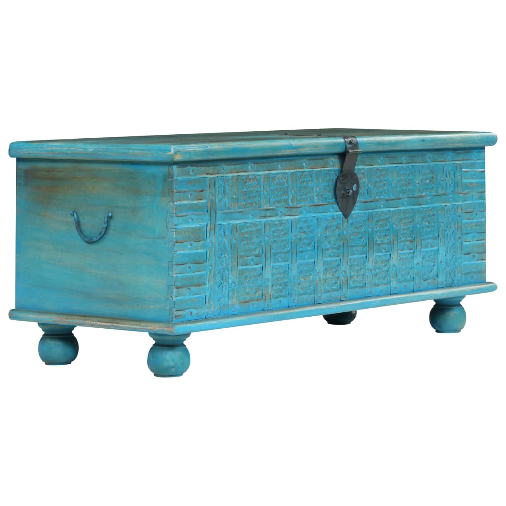vidaXL Cufăr de depozitare, lemn masiv de mango, albastru 100x40x41 cm vidaXL Cufăr de depozitare, lemn masiv de mango, albastru 100x40x41 cm