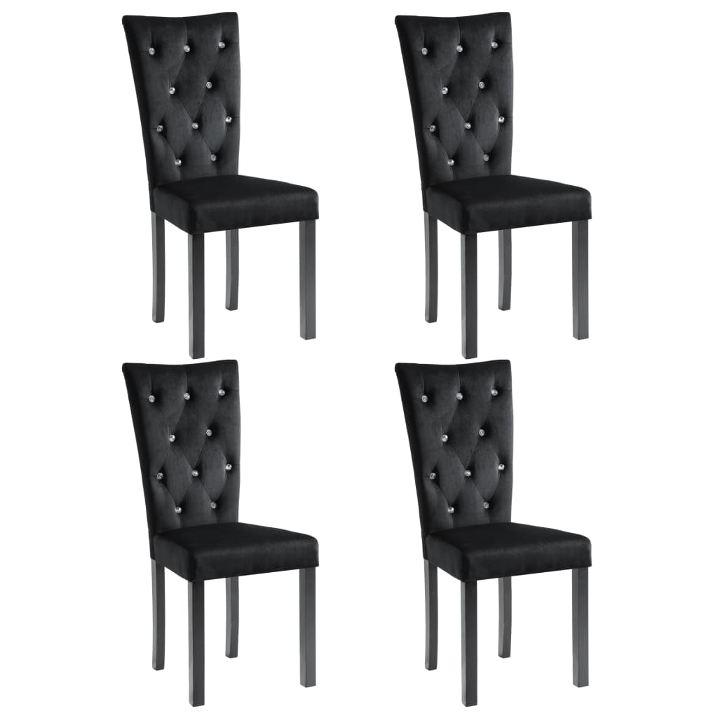 vidaXL Scaune de bucătărie, 4 buc., negru, catifea vidaXL Scaune de bucătărie, 4 buc., negru, catifea