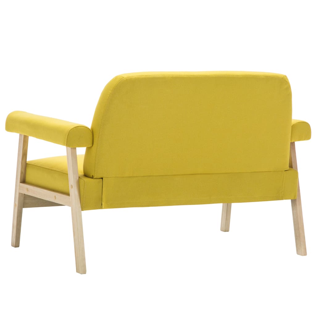 vidaXL Canapea cu 2 locuri, galben, material textil