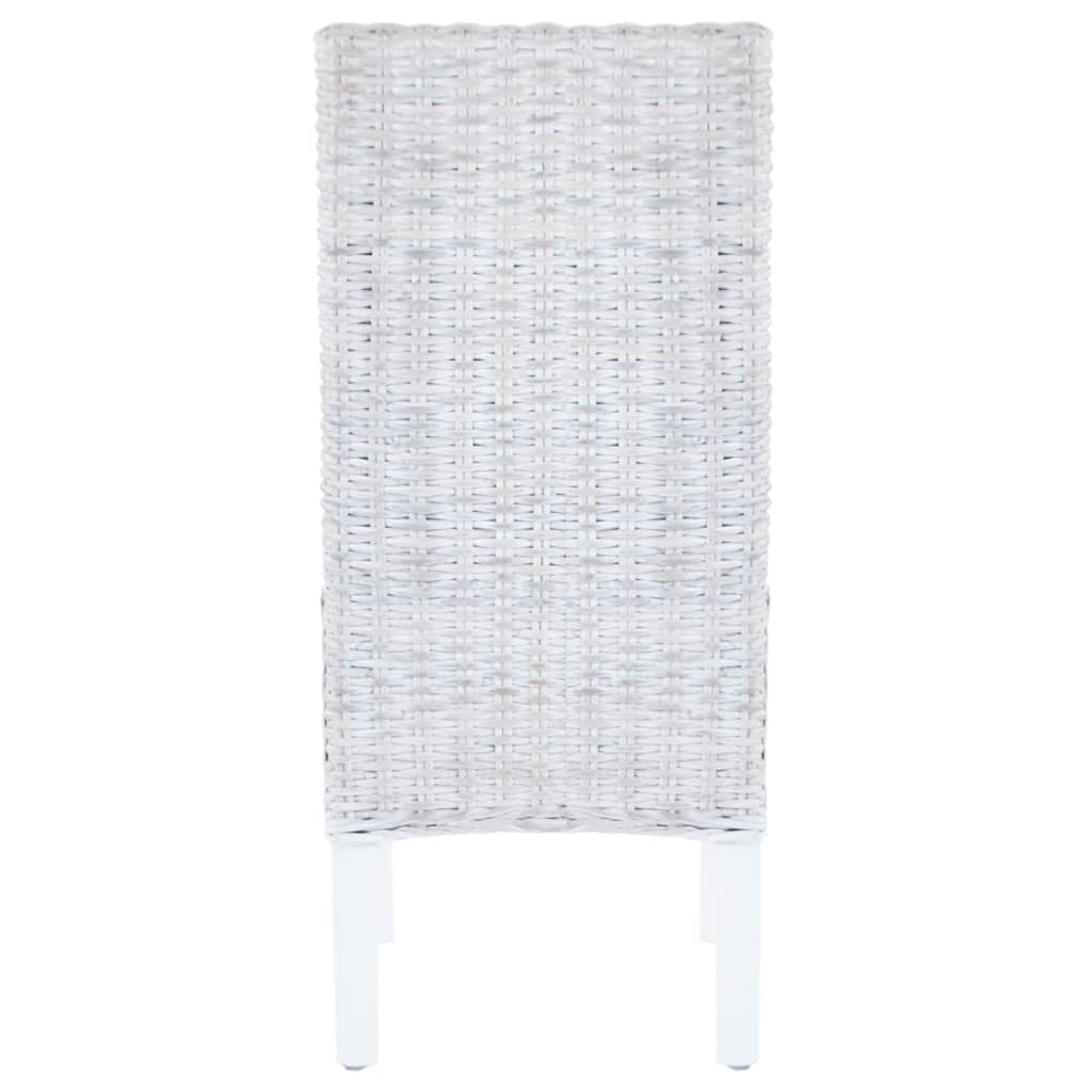 vidaXL Scaune bucătărie, 2 buc., maro deschis, ratan Kubu & lemn mahon