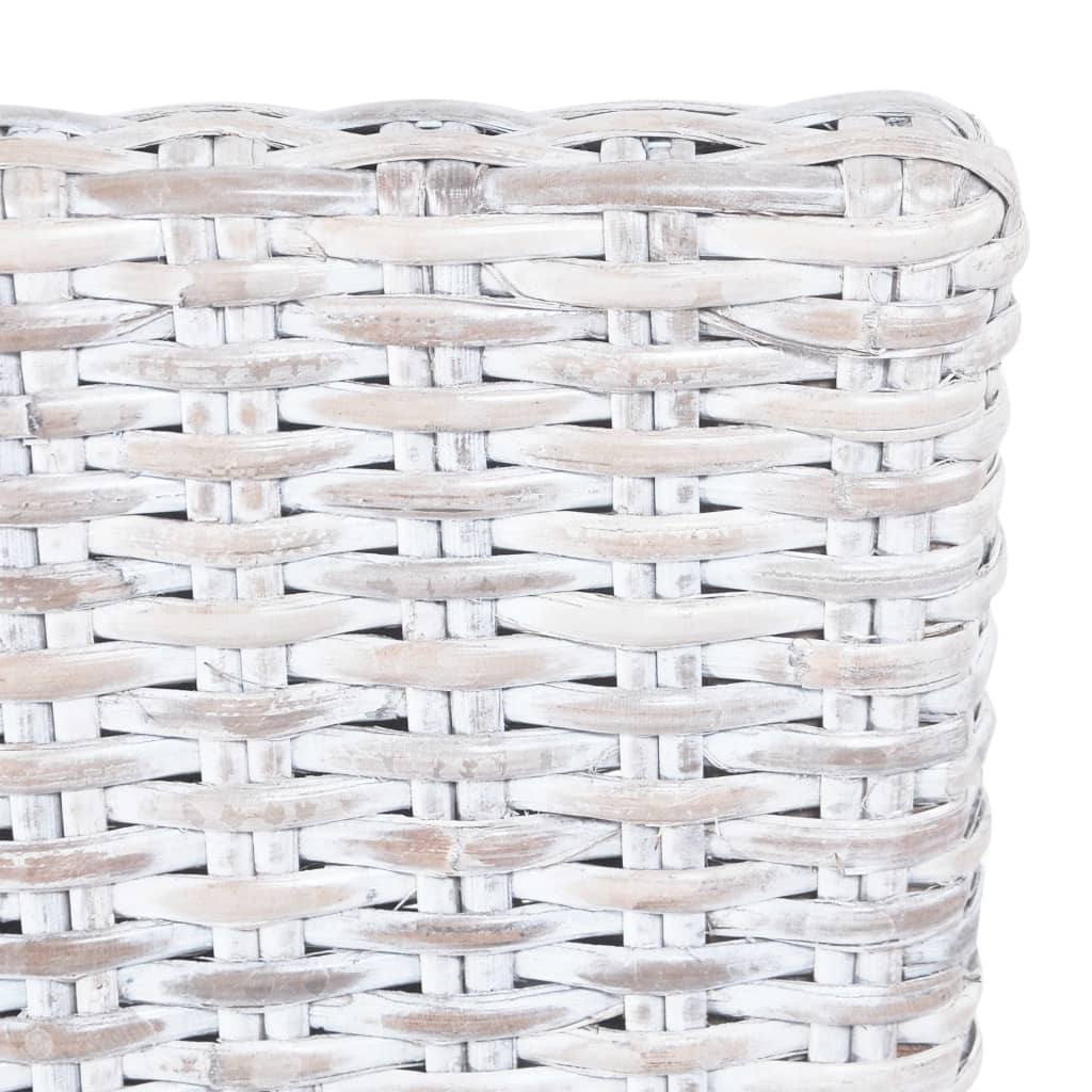 vidaXL Scaune bucătărie, 2 buc., maro deschis, ratan Kubu & lemn mahon