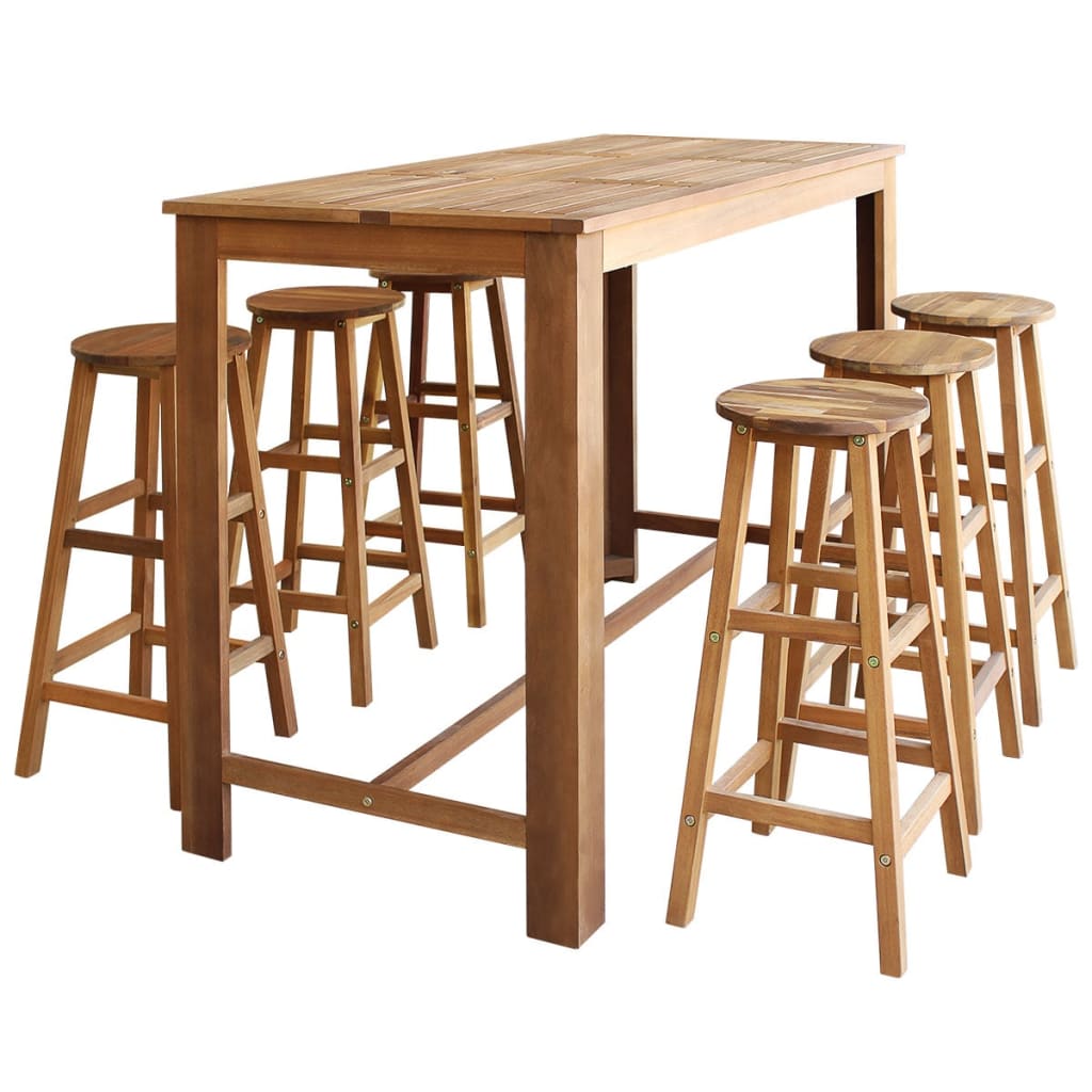 vidaXL Set masă și scaune de bar, 7 piese, lemn masiv de acacia vidaXL Set masă și scaune de bar, 7 piese, lemn masiv de acacia