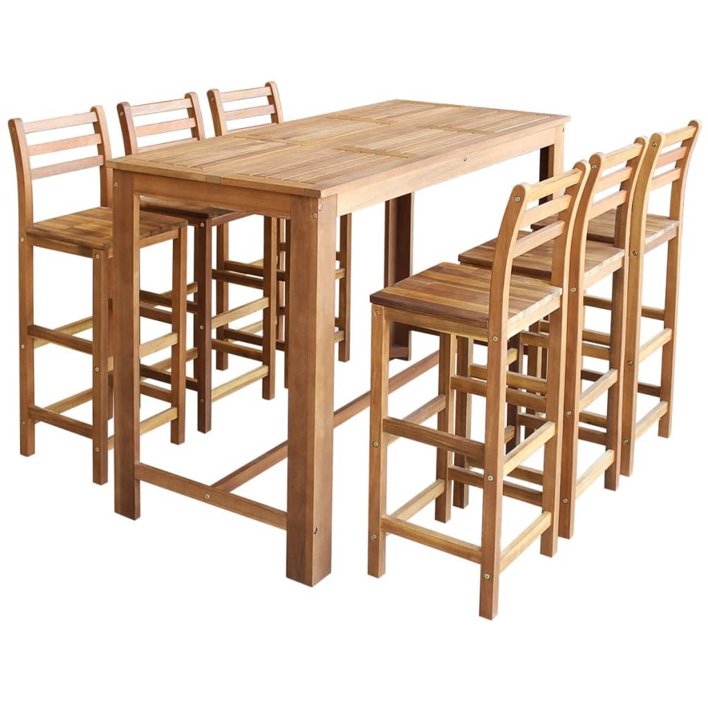 vidaXL Set masă și scaune de bar, 7 piese, lemn masiv de acacia vidaXL Set masă și scaune de bar, 7 piese, lemn masiv de acacia