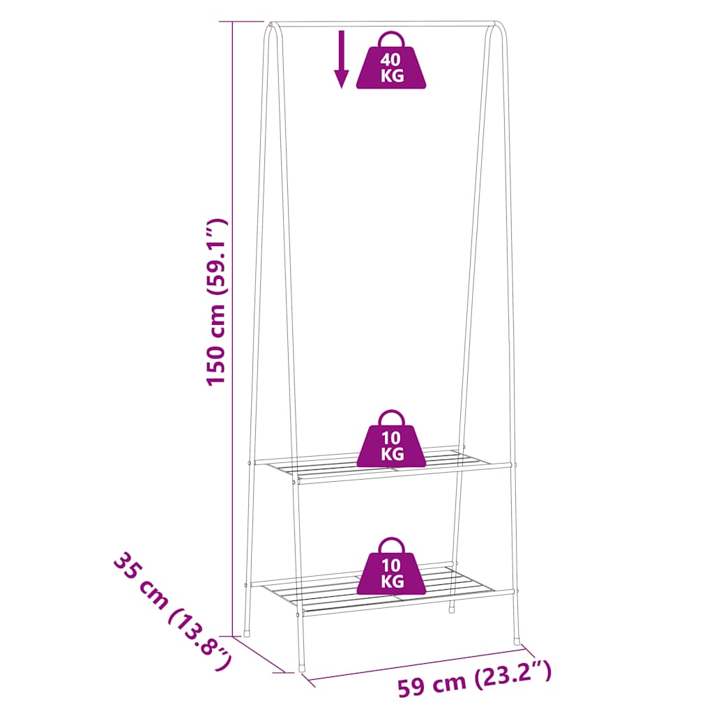 vidaXL Cuier de haine, 59 x 35 x 150 cm, negru vidaXL Cuier de haine, 59 x 35 x 150 cm, negru