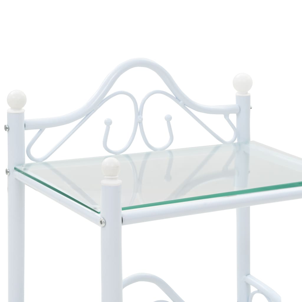 vidaXL Noptiere, 2 buc., alb, 45x30,5x60 cm, oțel și sticlă securizată