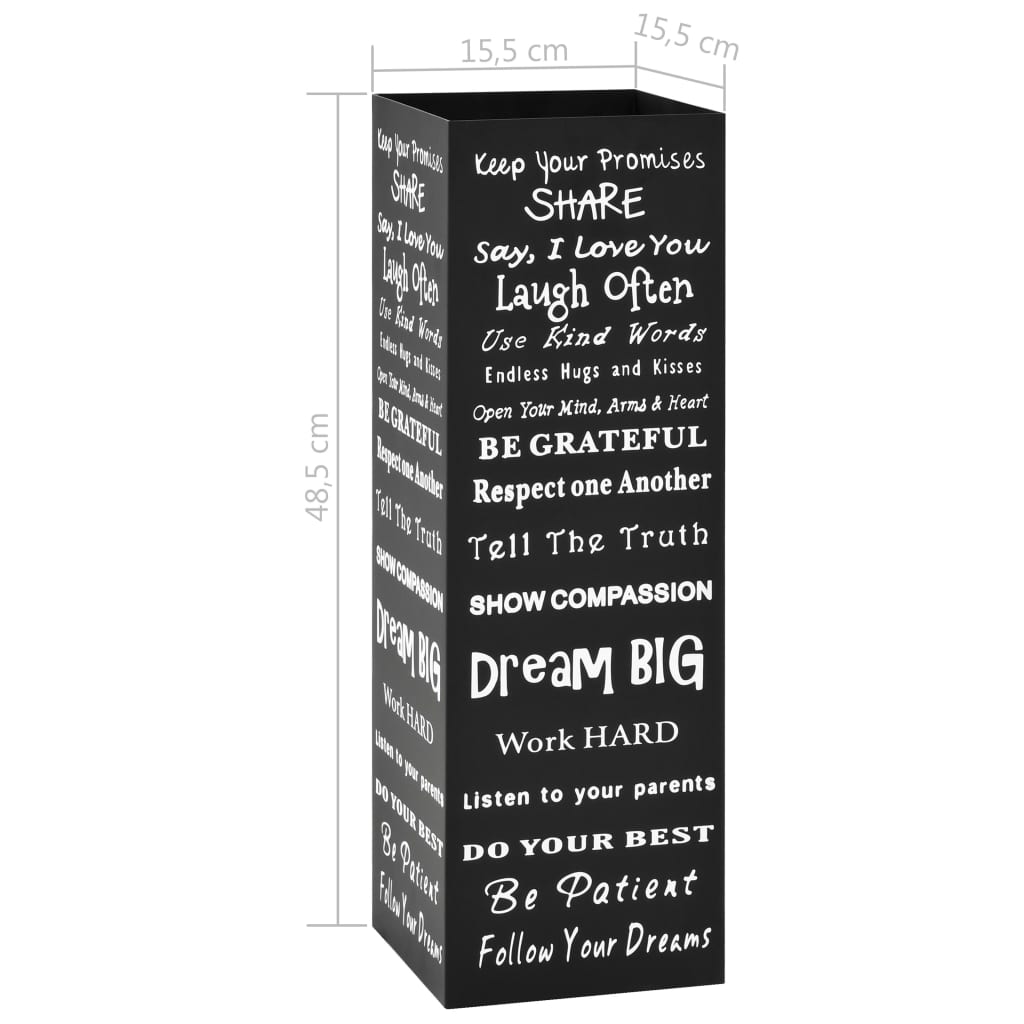 vidaXL Suport de umbrele, cu text, oțel, negru