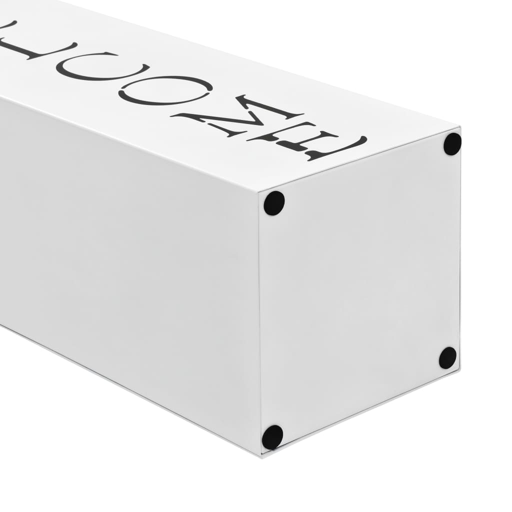 vidaXL Suport pentru umbrelă Welcome, oțel, alb