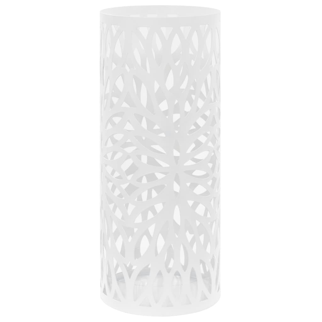 vidaXL Suport pentru umbrelă, model frunze, oțel, alb