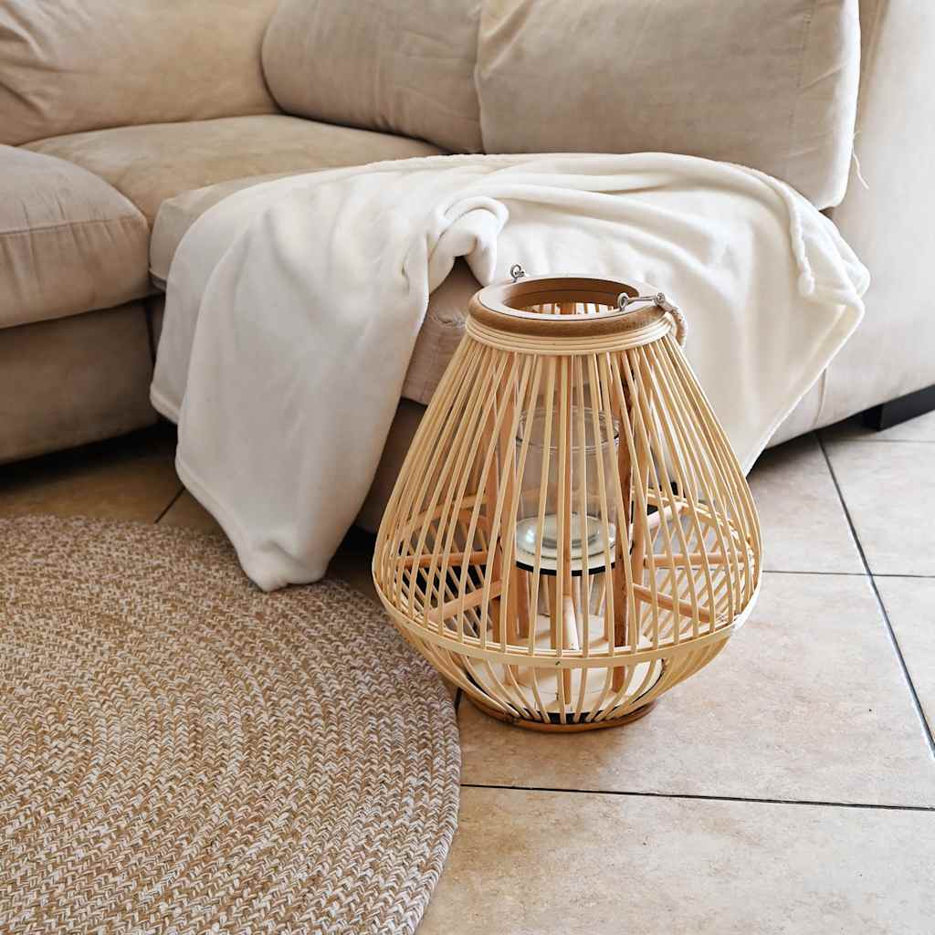 vidaXL Suport de lumânări suspendat tip felinar, natural, răchită vidaXL Suport de lumânări suspendat tip felinar, natural, răchită