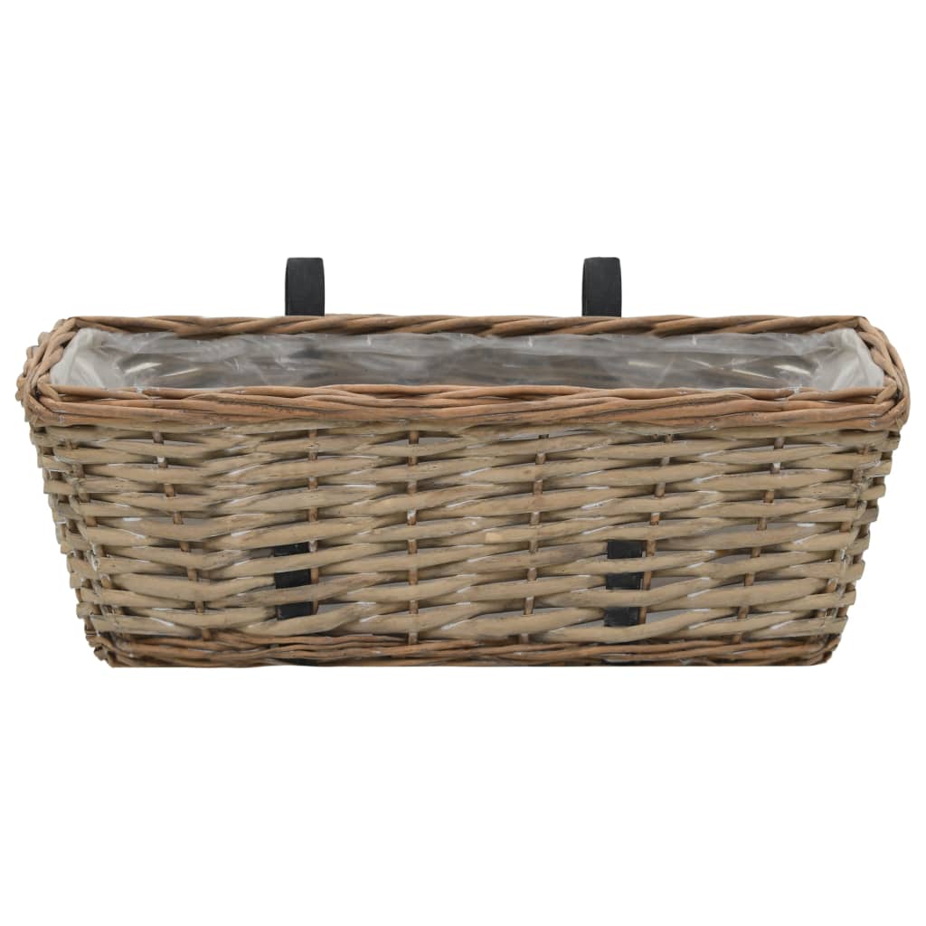 vidaXL Jardinieră de balcon, 2 buc., 40 cm, răchită căptușeală PE