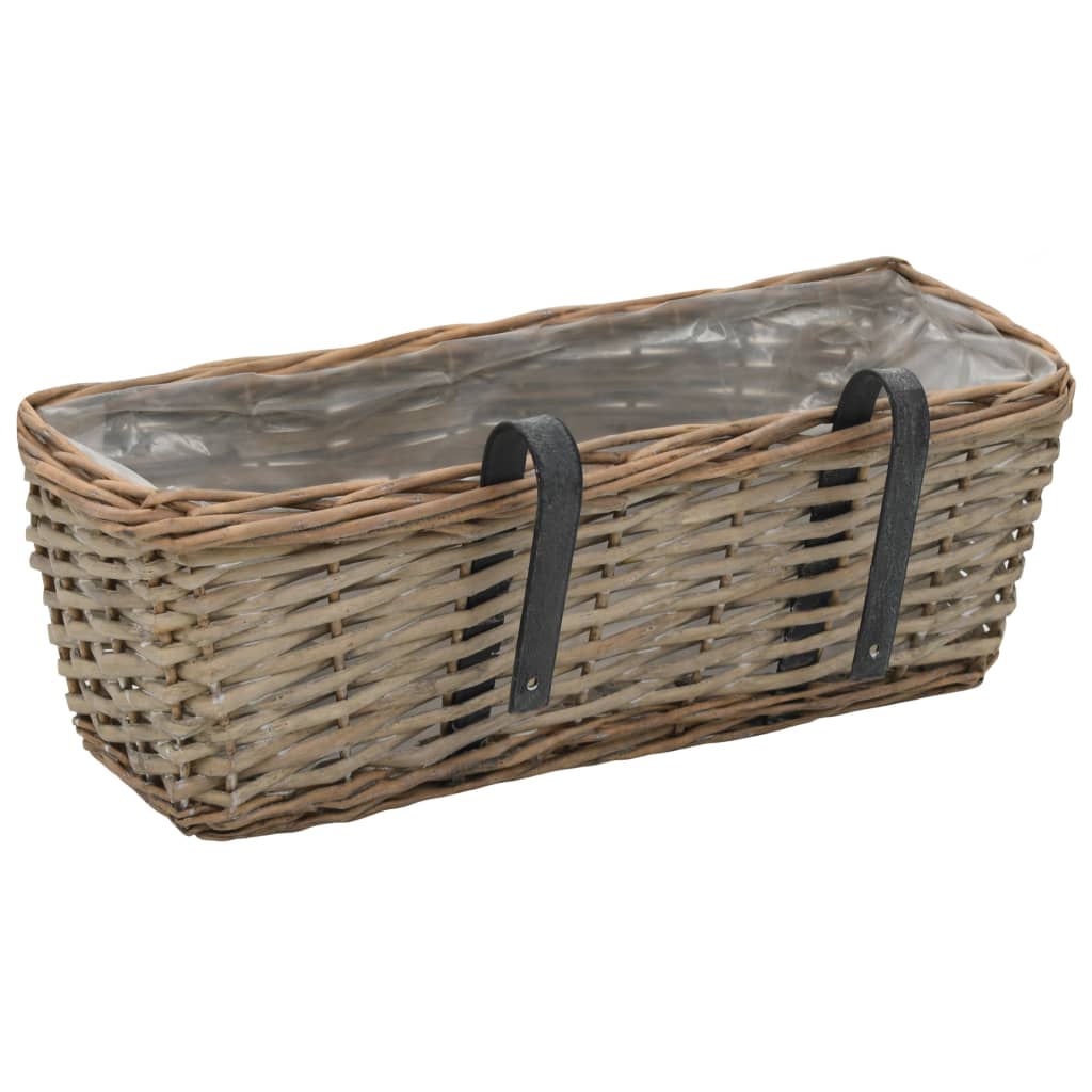 vidaXL Jardinieră de balcon, 2 buc., 40 cm, răchită căptușeală PE