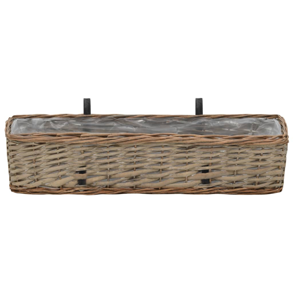 vidaXL Jardinieră de balcon, 2 buc., 60 cm, răchită cu căptușeală PE