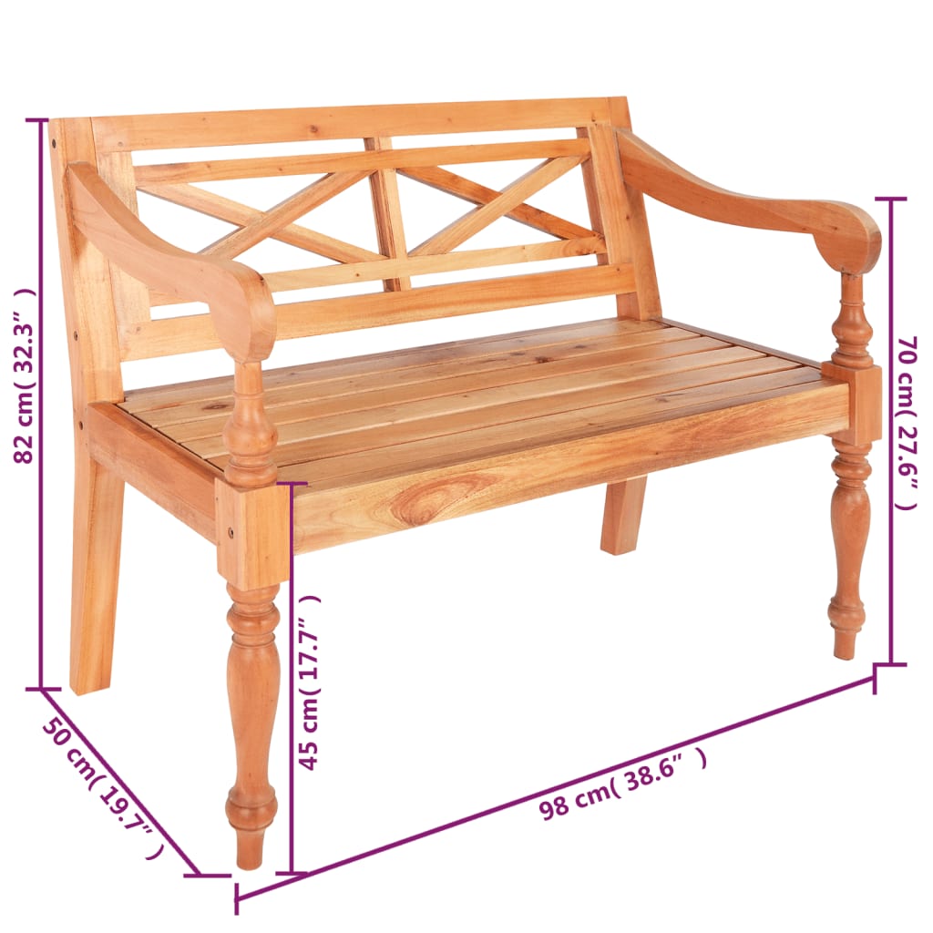 vidaXL Bancă Batavia, maro deschis, 98 cm, lemn masiv mahon vidaXL Bancă Batavia, maro deschis, 98 cm, lemn masiv mahon