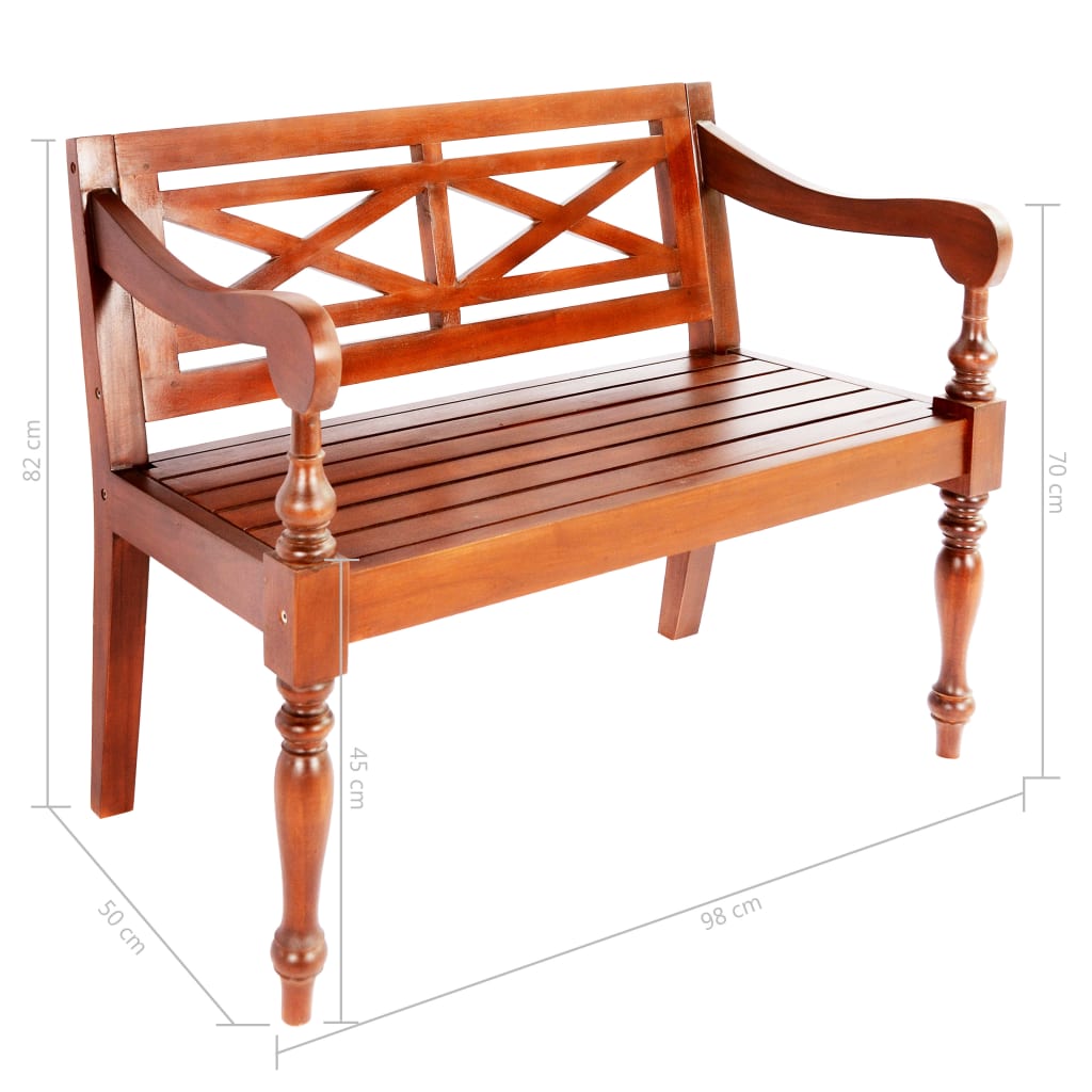 vidaXL Bancă Batavia, maro închis, 98 cm, lemn masiv mahon vidaXL Bancă Batavia, maro închis, 98 cm, lemn masiv mahon