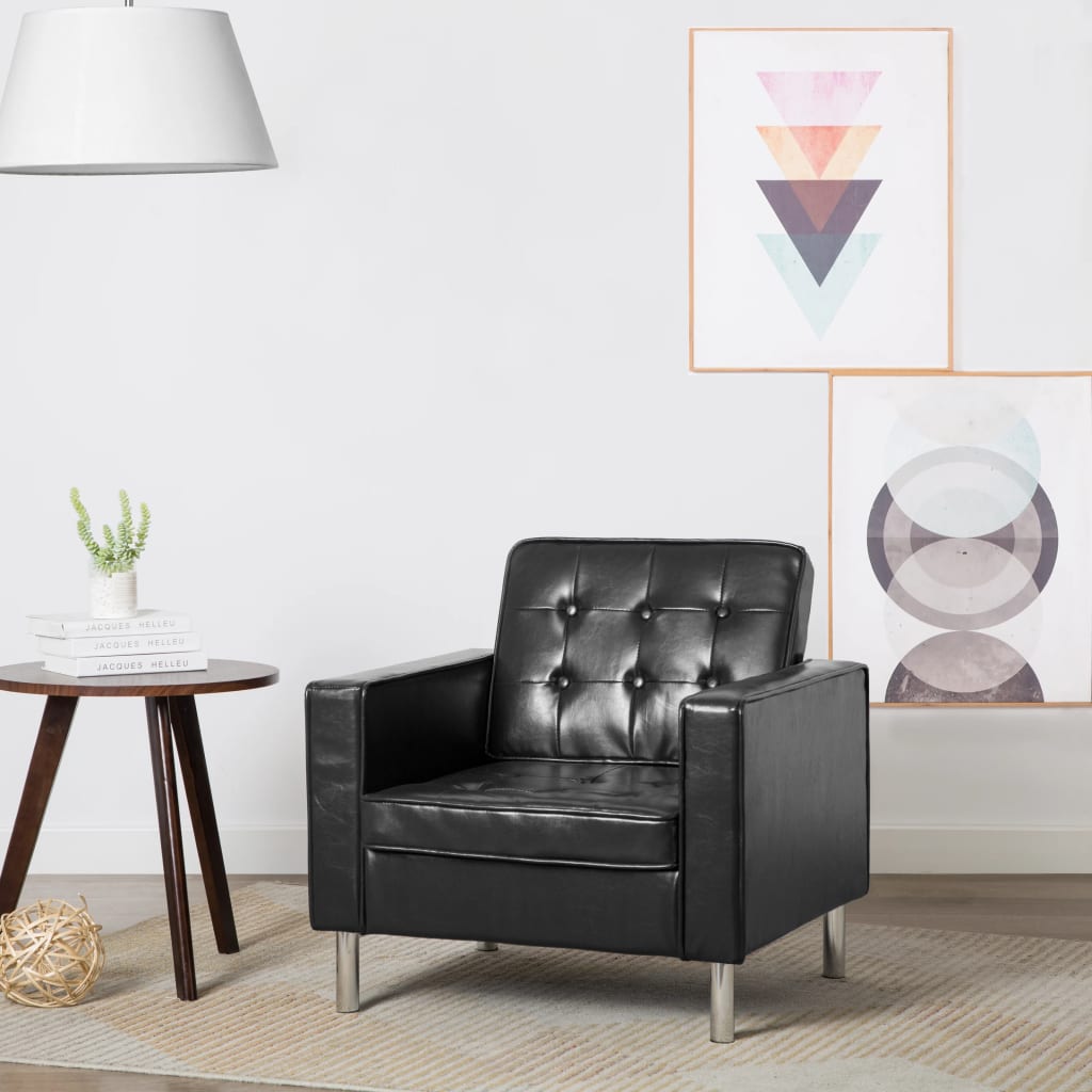 vidaXL Fotoliu negru 75x70x75 cm piele ecologică