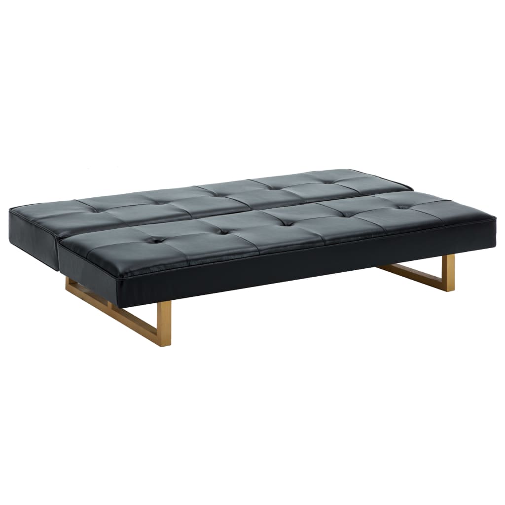 vidaXL Canapea extensibilă, piele artificială, negru vidaXL Canapea extensibilă, piele artificială, negru