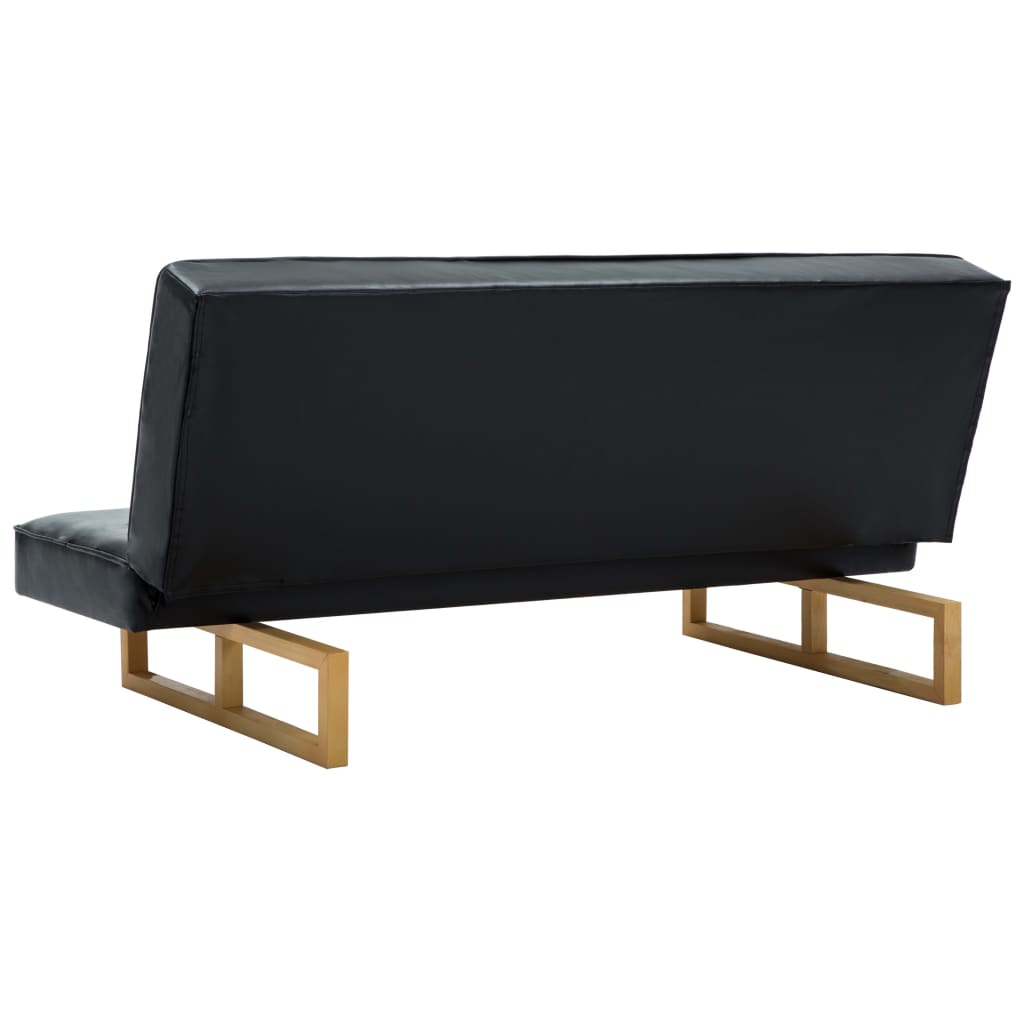 vidaXL Canapea extensibilă, piele artificială, negru vidaXL Canapea extensibilă, piele artificială, negru