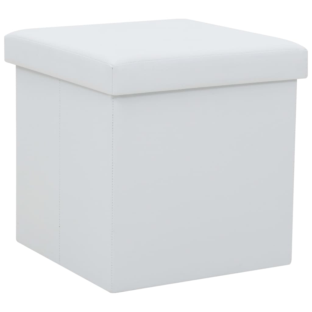 vidaXL Taburete de depozitare pliabile, 2 buc., alb, piele ecologică vidaXL Taburete de depozitare pliabile, 2 buc., alb, piele ecologică