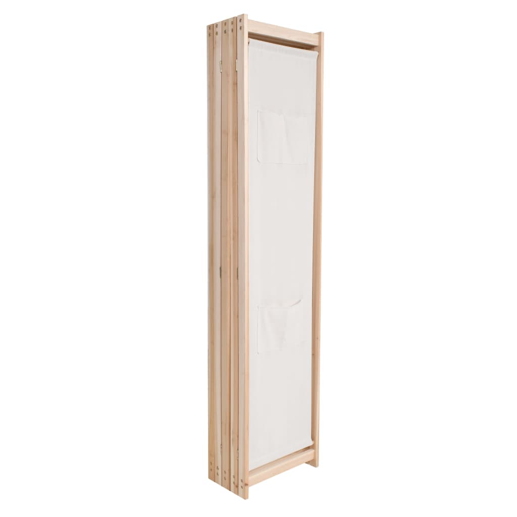 vidaXL Paravan cameră, 5 panouri, crem, 200x170x4 cm, material textil vidaXL Paravan cameră, 5 panouri, crem, 200x170x4 cm, material textil