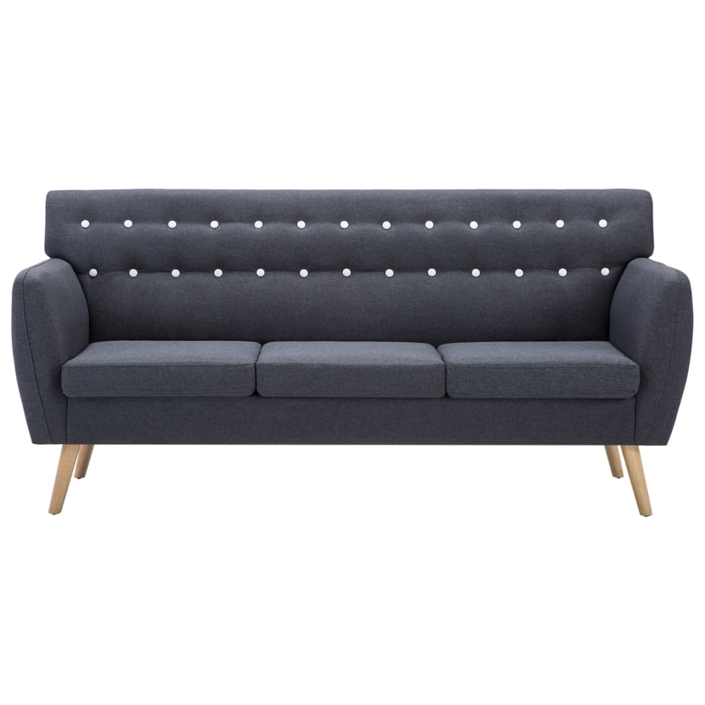 vidaXL Canapea 3 locuri, tapițerie textilă, 172x70x82 cm, gri închis vidaXL Canapea 3 locuri, tapițerie textilă, 172x70x82 cm, gri închis