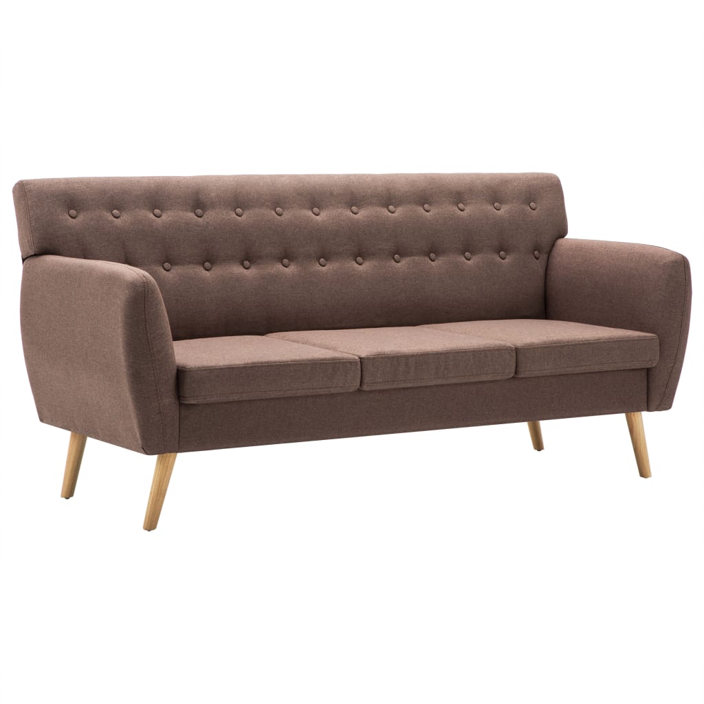 vidaXL Canapea cu 3 locuri, material textil, 172 x 70 x 82 cm, maro