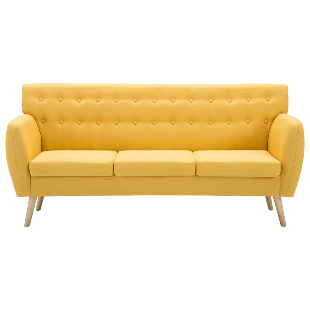 vidaXL Canapea cu 3 locuri, material textil, 172 x 70 x 82 cm, galben