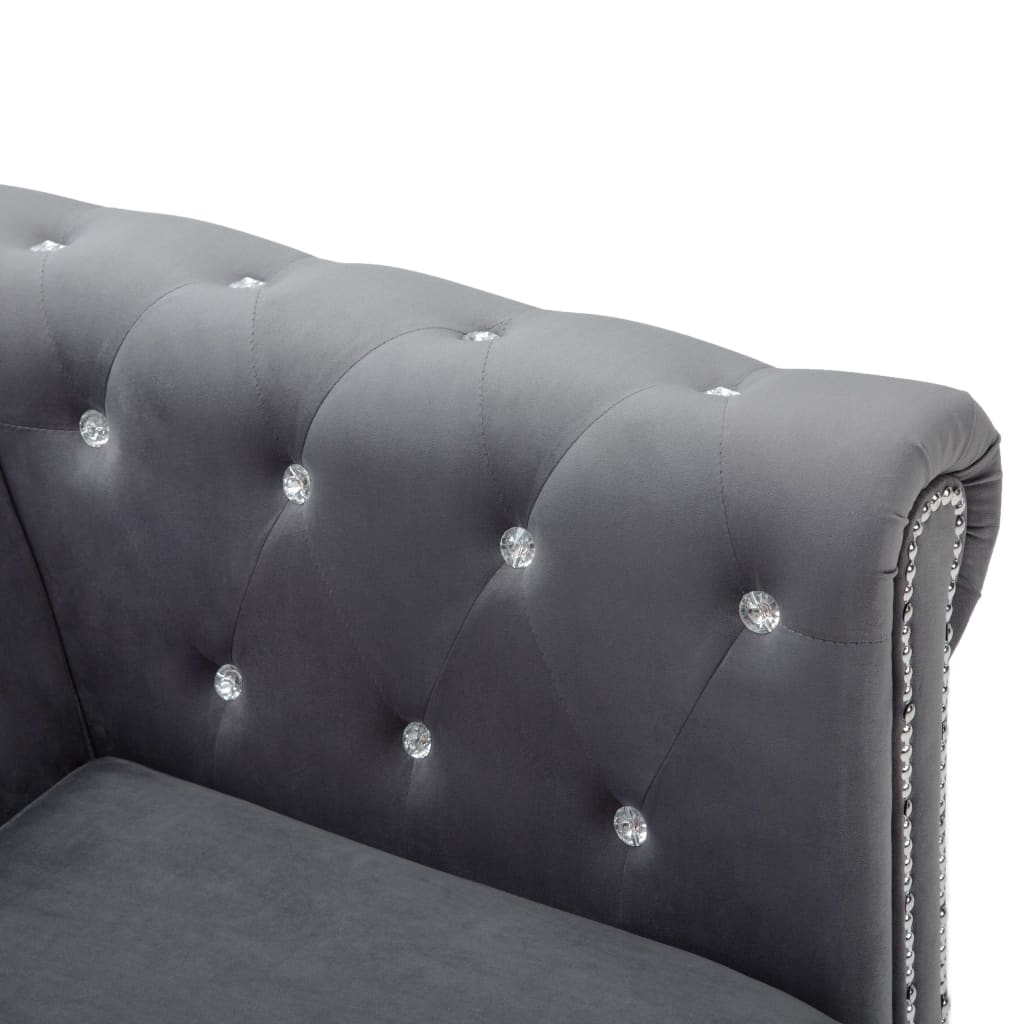 vidaXL Canapea Chesterfield cu 3 locuri, catifea, 199x75x72 cm, gri vidaXL Canapea Chesterfield cu 3 locuri, catifea, 199x75x72 cm, gri