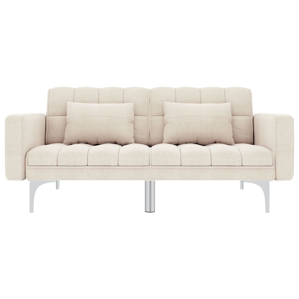 vidaXL Canapea extensibilă, crem, material textil vidaXL Canapea extensibilă, crem, material textil