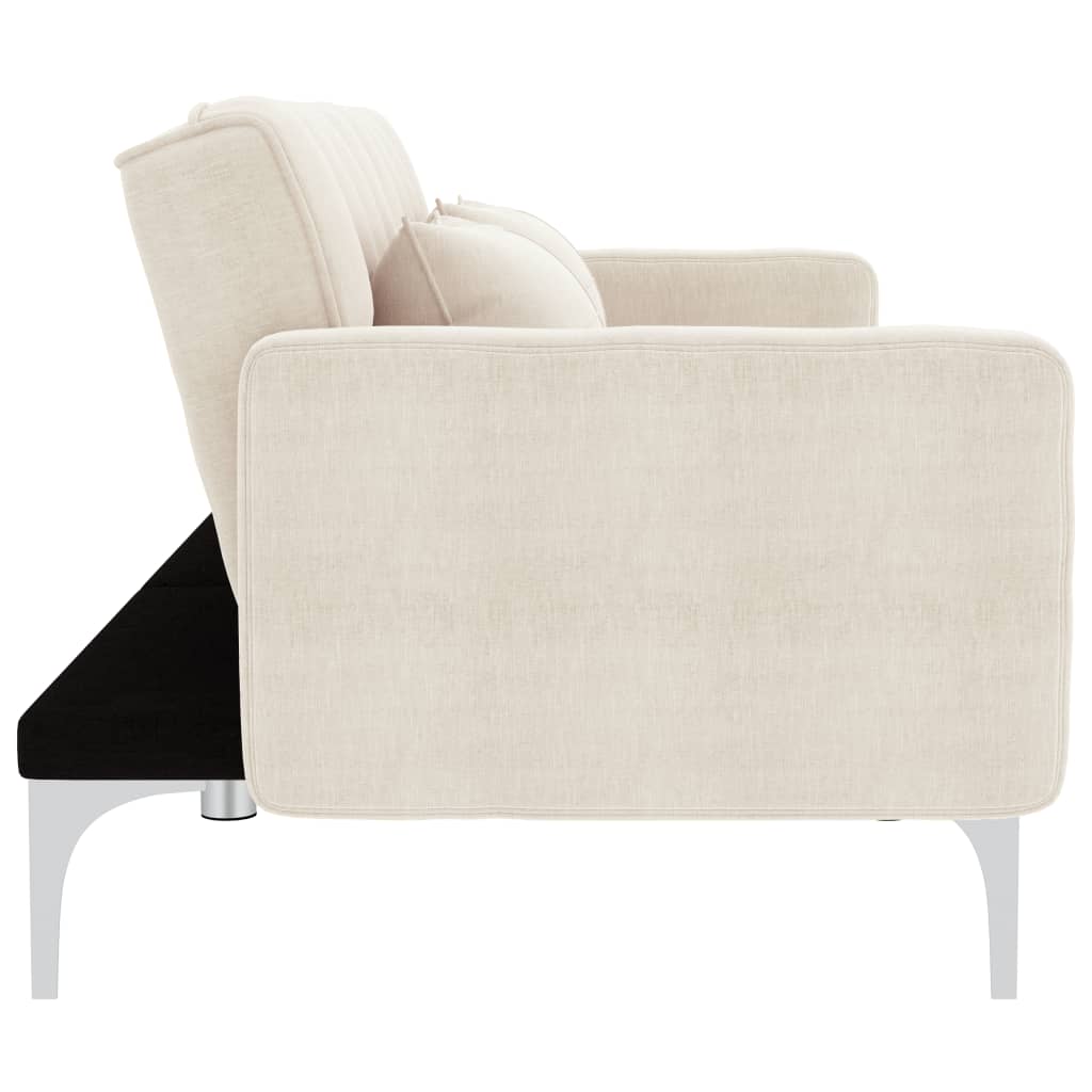 vidaXL Canapea extensibilă, crem, material textil vidaXL Canapea extensibilă, crem, material textil