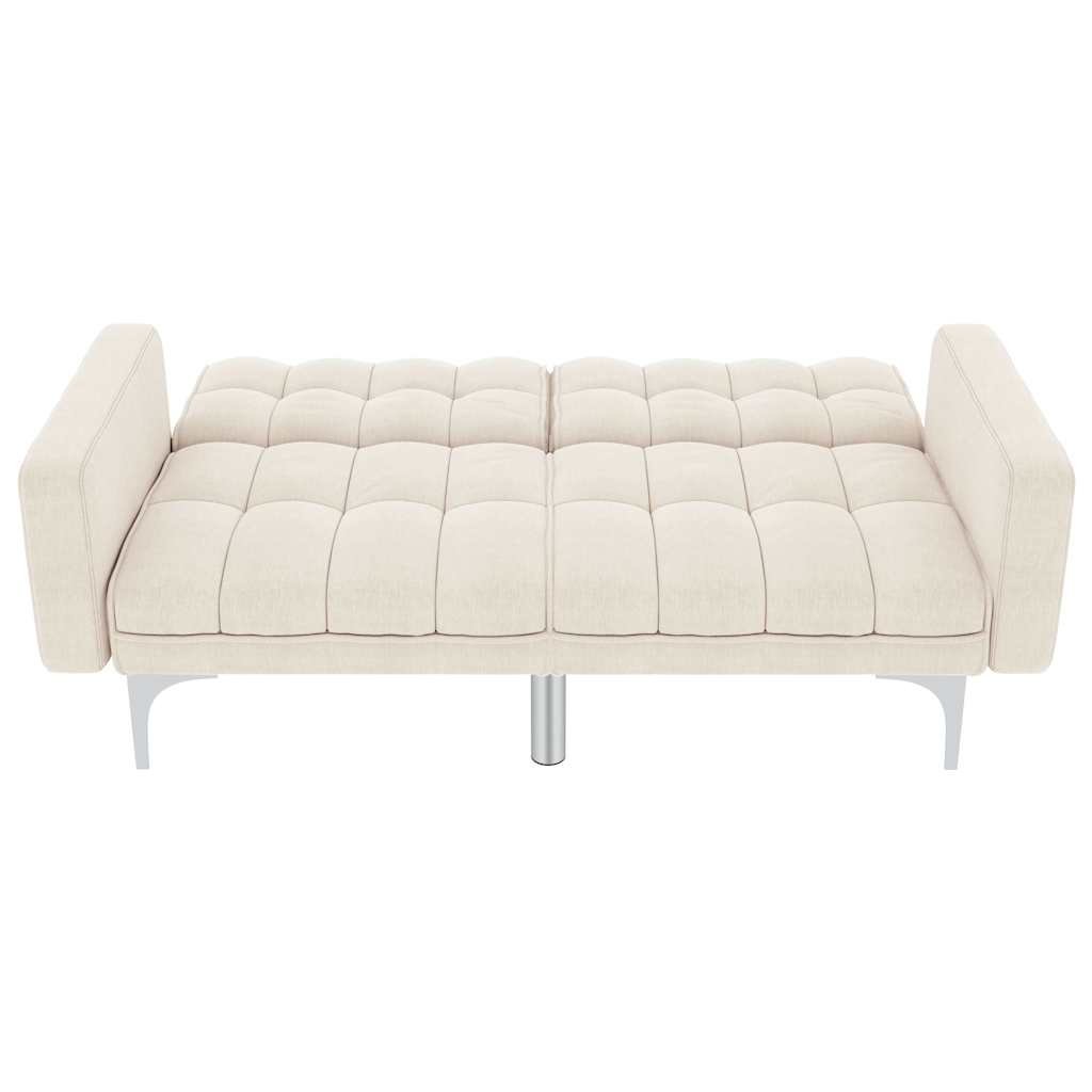 vidaXL Canapea extensibilă, crem, material textil vidaXL Canapea extensibilă, crem, material textil