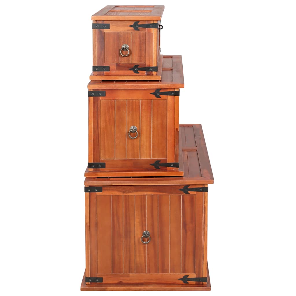 vidaXL Cufere de depozitare, 3 buc., lemn masiv de acacia vidaXL Cufere de depozitare, 3 buc., lemn masiv de acacia