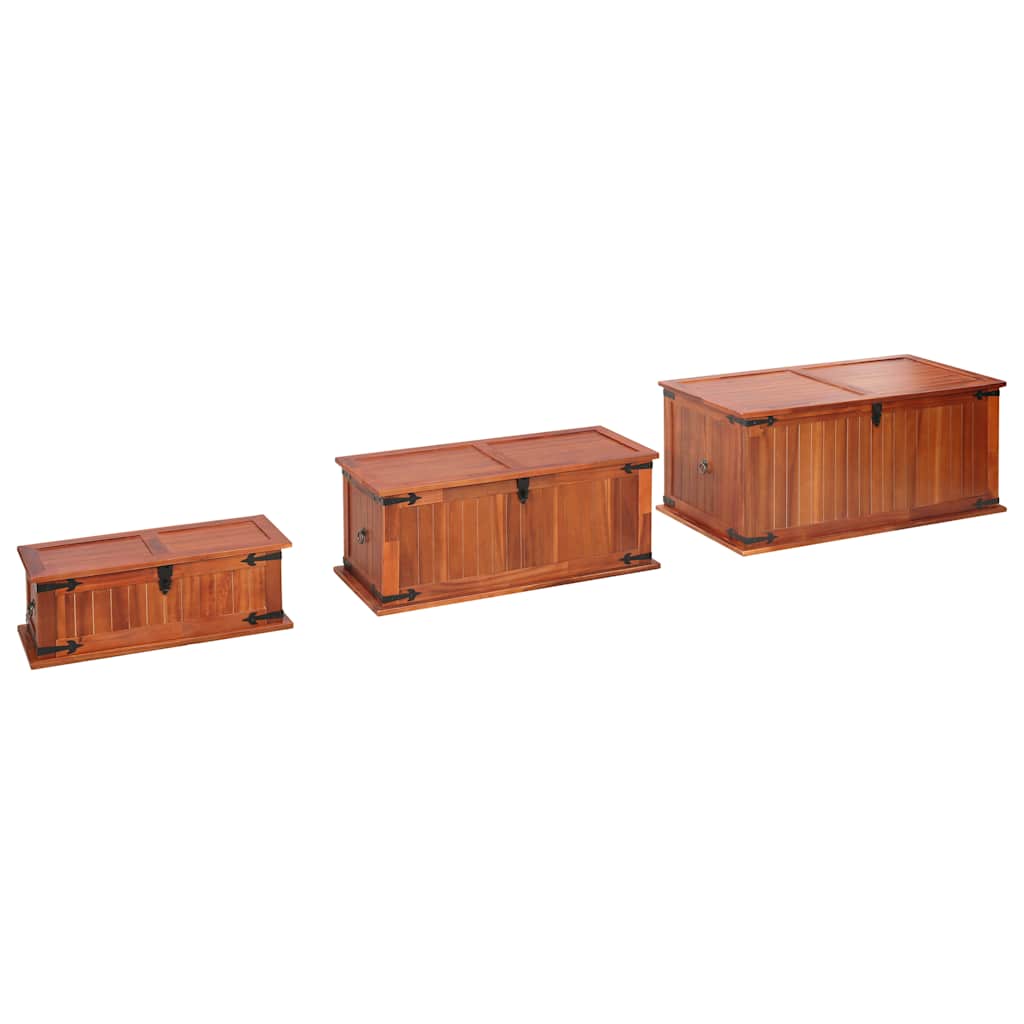 vidaXL Cufere de depozitare, 3 buc., lemn masiv de acacia vidaXL Cufere de depozitare, 3 buc., lemn masiv de acacia