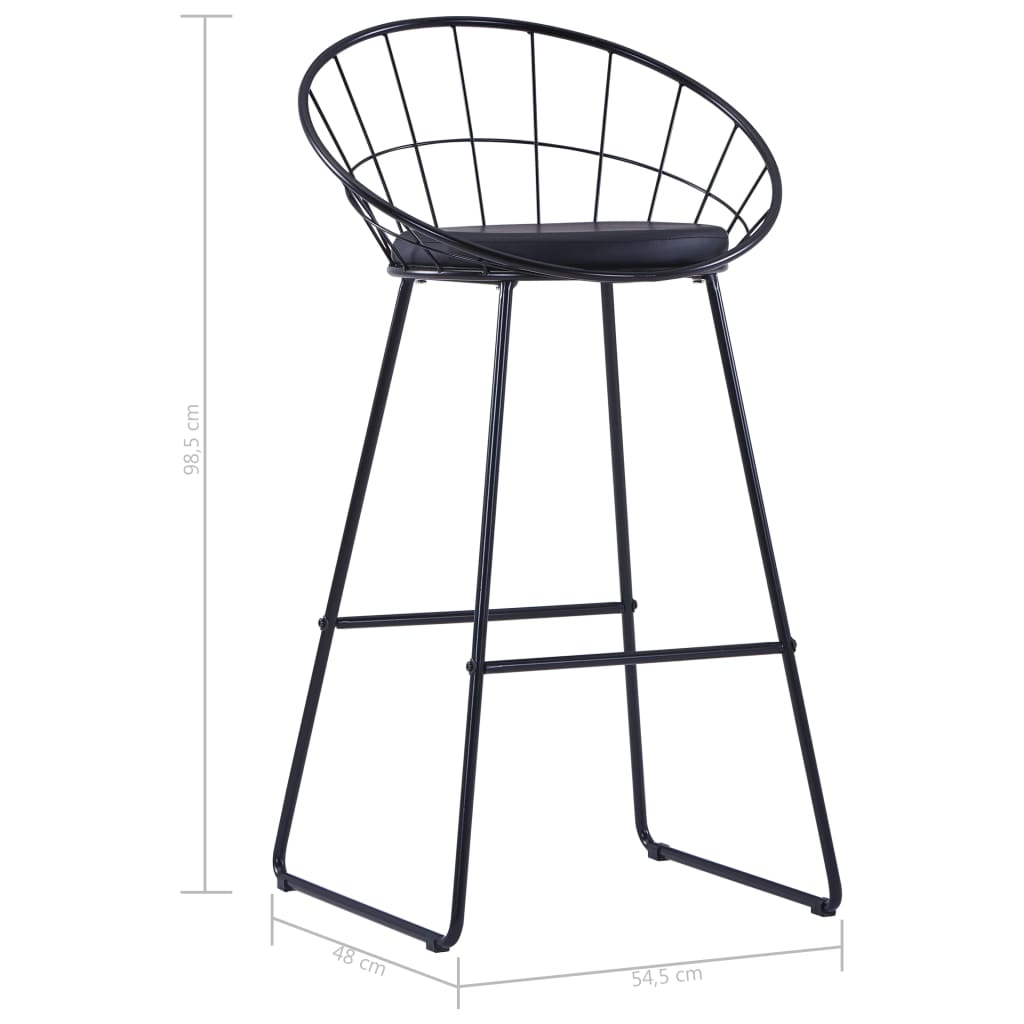 vidaXL Scaune de bar, 2 buc., negru, piele ecologică