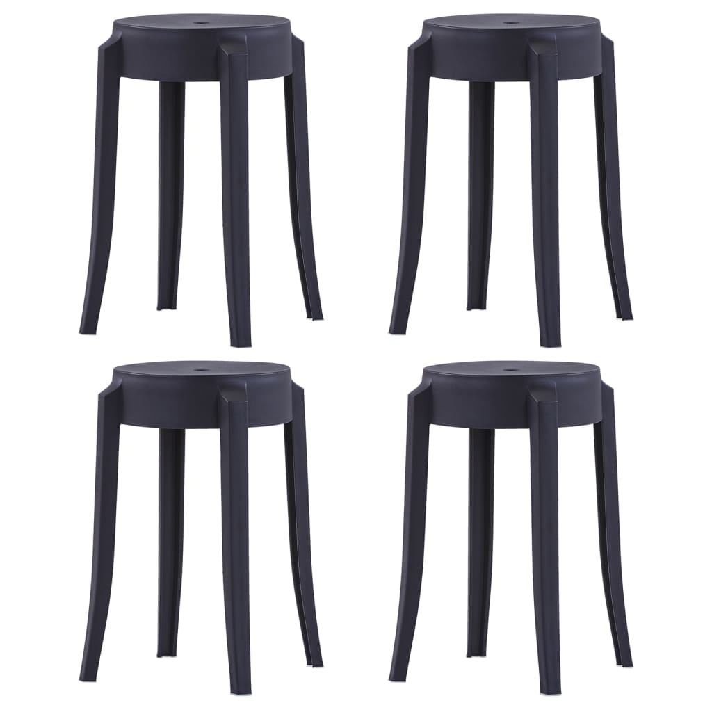 vidaXL Scaune stivuibile 4 buc., negru, plastic