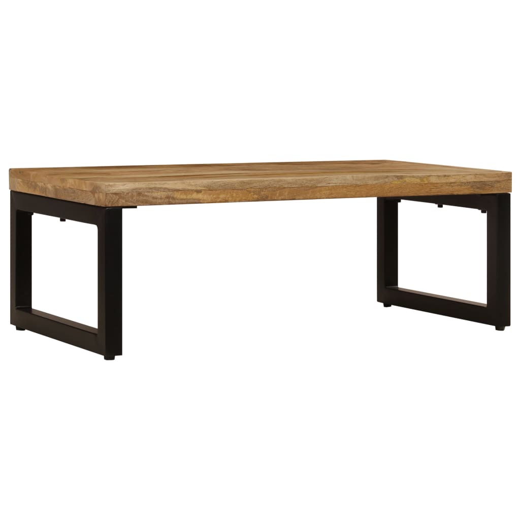 vidaXL Măsuță de cafea, 100x50x35 cm, lemn masiv de mango și oțel vidaXL Măsuță de cafea, 100x50x35 cm, lemn masiv de mango și oțel