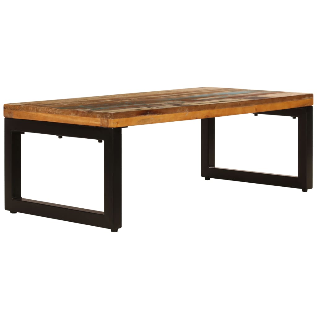 vidaXL Măsuță de cafea, 100x50x35 cm, lemn masiv reciclat și oțel vidaXL Măsuță de cafea, 100x50x35 cm, lemn masiv reciclat și oțel