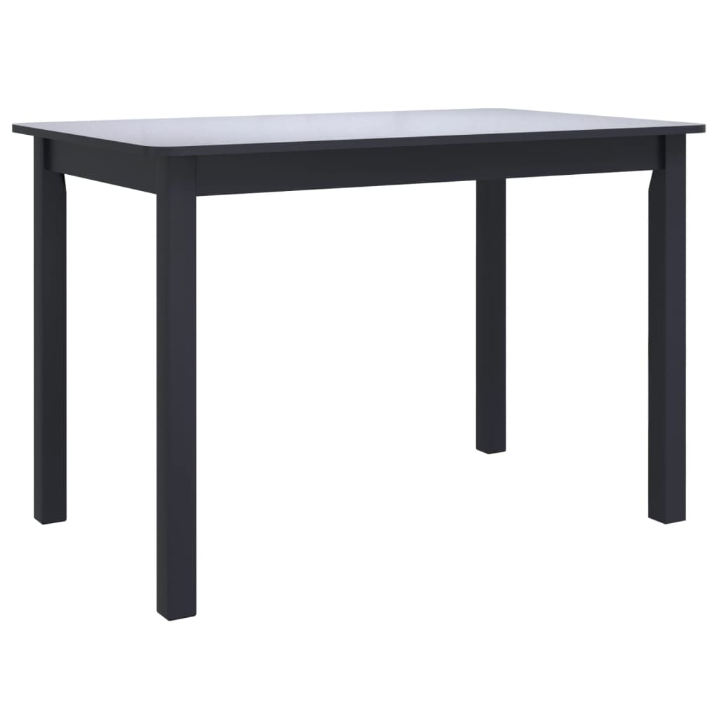 vidaXL Masă de bucătărie, negru, 114 x 71 x 75 cm, lemn masiv de hevea