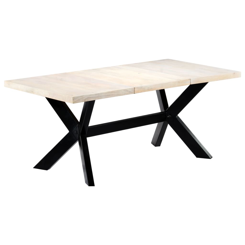 vidaXL Masă de bucătărie, alb, 180x90x75 cm, lemn masiv de mango