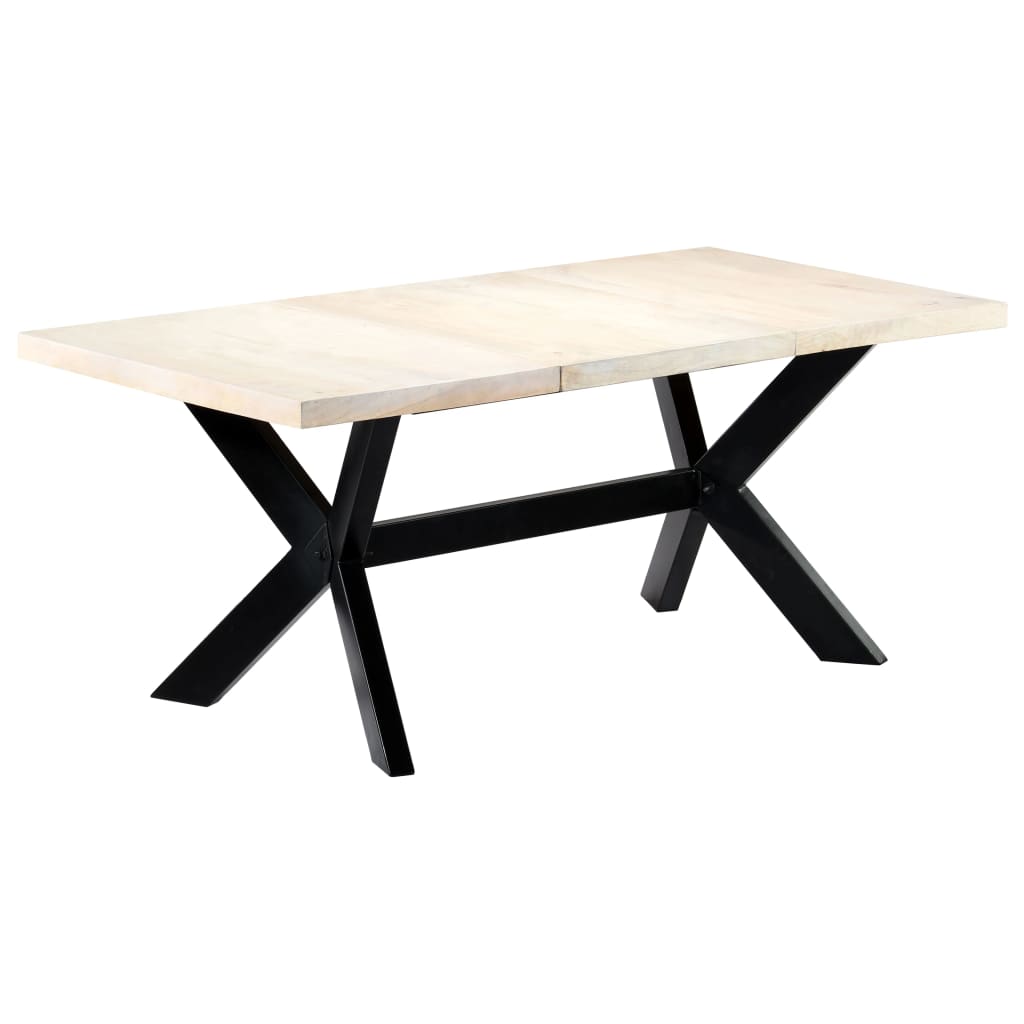 vidaXL Masă de bucătărie, alb, 180x90x75 cm, lemn masiv de mango
