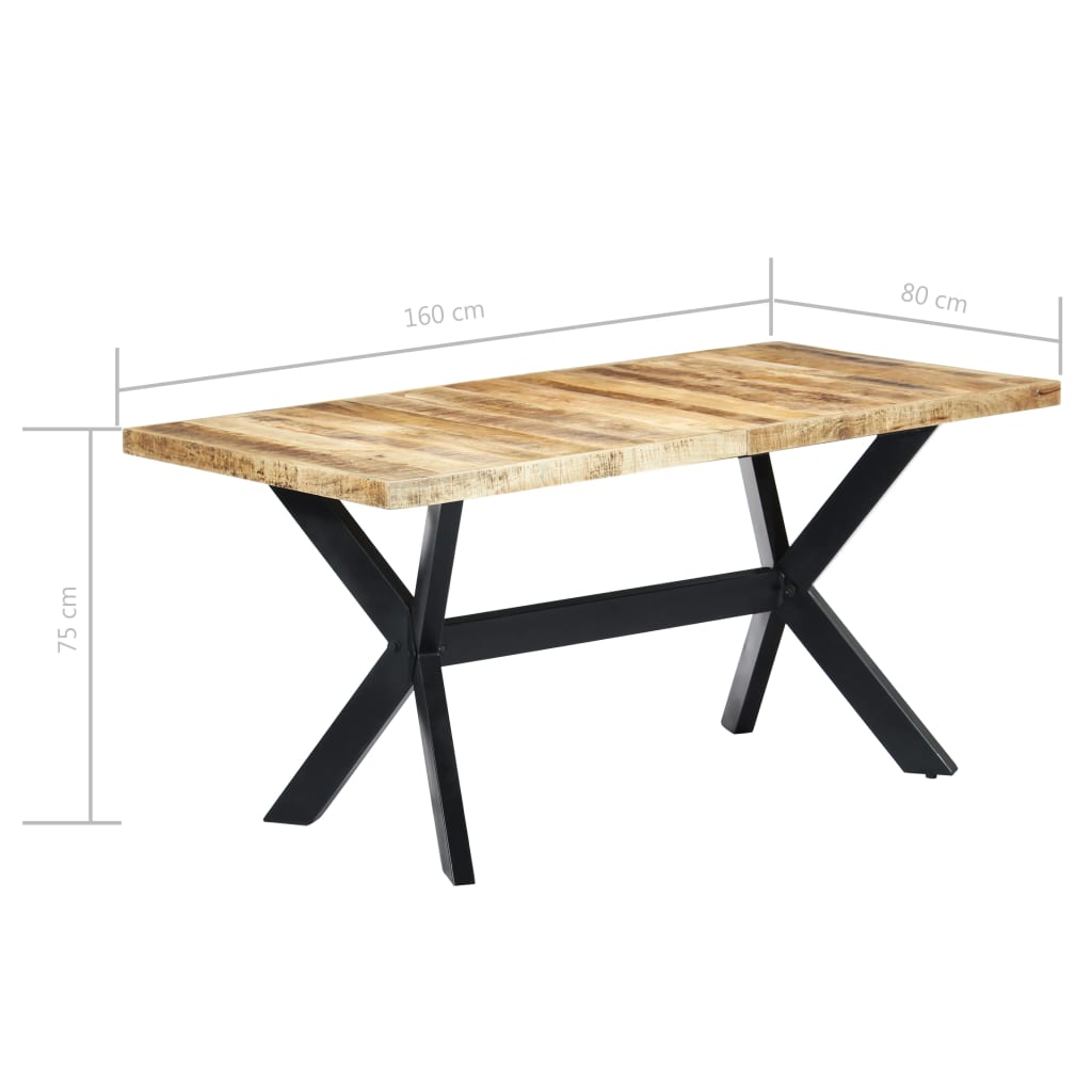 vidaXL Masă de bucătărie, 160x80x75cm, lemn masiv de mango nefinisat vidaXL Masă de bucătărie, 160x80x75cm, lemn masiv de mango nefinisat