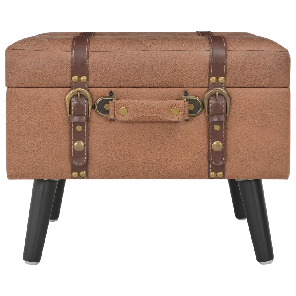 vidaXL Taburet cu depozitare, 40 cm, maro, piele ecologică
