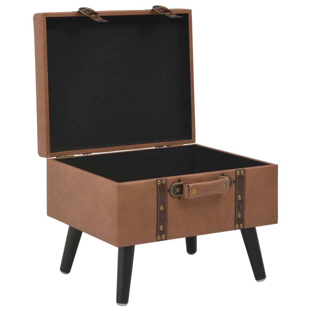 vidaXL Taburet cu depozitare, 40 cm, maro, piele ecologică
