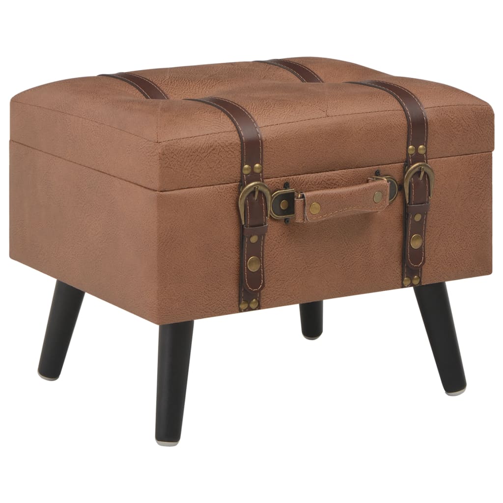 vidaXL Taburet cu depozitare, 40 cm, maro, piele ecologică